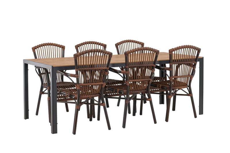 Break Matgrupp 205 cm + 6 st Galera Karmstolar Brun - Brun - Utemöbler - Utegrupp - Matgrupper utomhus