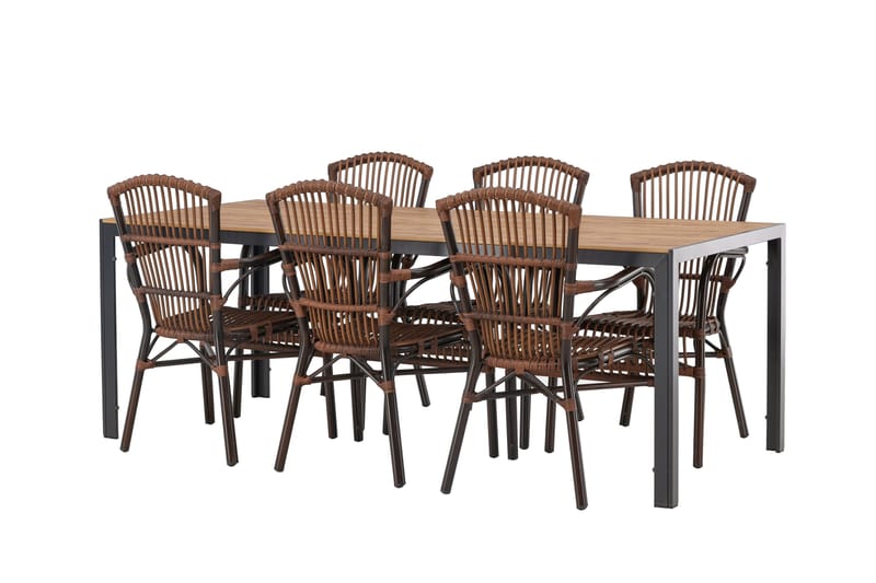 Break Matgrupp 205 cm + 6 st Galera Karmstolar Brun - Brun - Utemöbler - Utegrupp - Matgrupper utomhus