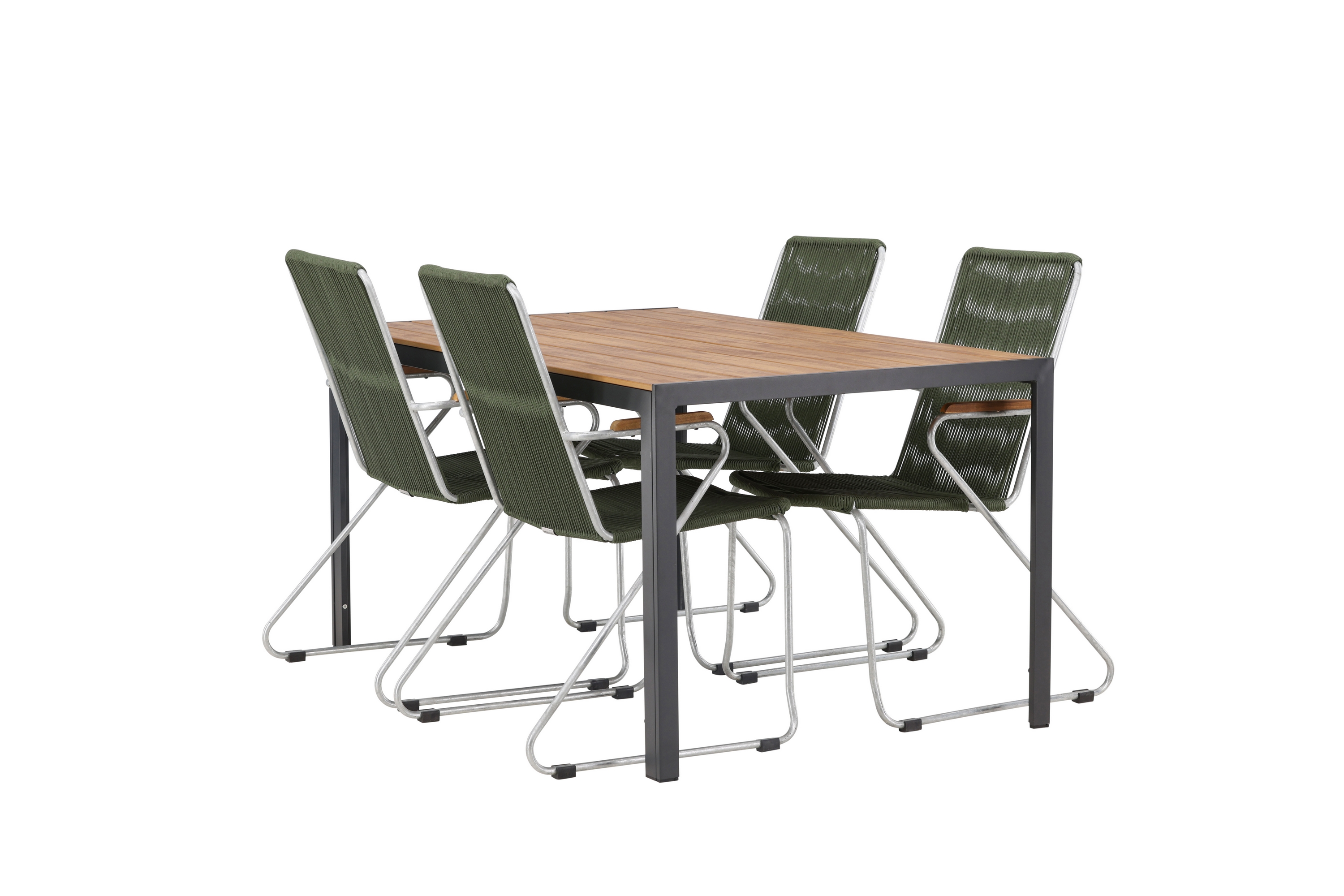 break matgrupp utomhus 150 cm + 4 st bois karmstolar - grön/brun