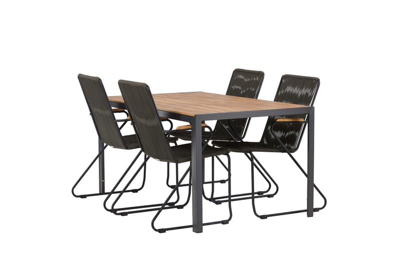 Break Matgrupp Utomhus 150 cm + 4 st Bois Karmstolar - Svart/Brun - Utemöbler - Utegrupp - Matgrupper utomhus