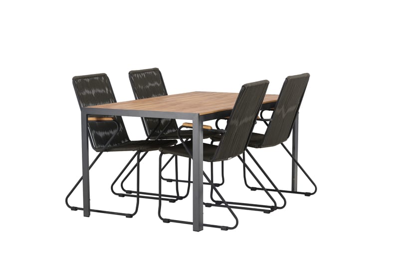 Break Matgrupp Utomhus 150 cm + 4 st Bois Karmstolar - Svart/Brun - Utemöbler - Utegrupp - Matgrupper utomhus