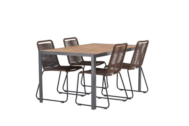 Break Matgrupp Utomhus 150 cm + 4 st Lindos Matstolar - Brun - Utemöbler - Utegrupp - Matgrupper utomhus