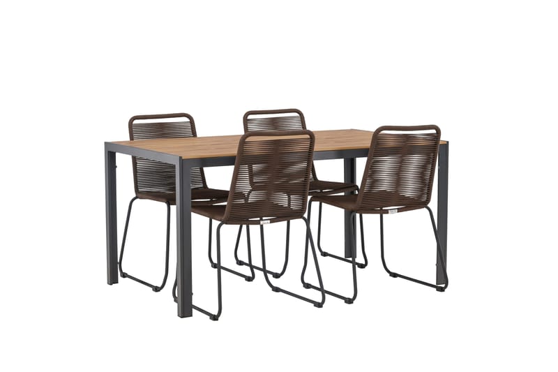 Break Matgrupp Utomhus 150 cm + 4 st Lindos Matstolar - Brun - Utemöbler - Utegrupp - Matgrupper utomhus