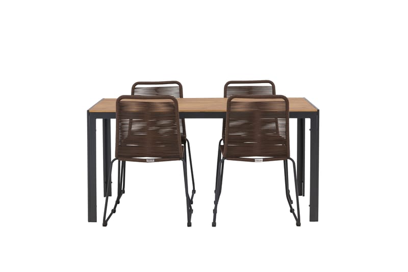 Break Matgrupp Utomhus 150 cm + 4 st Lindos Matstolar - Brun - Utemöbler - Utegrupp - Matgrupper utomhus