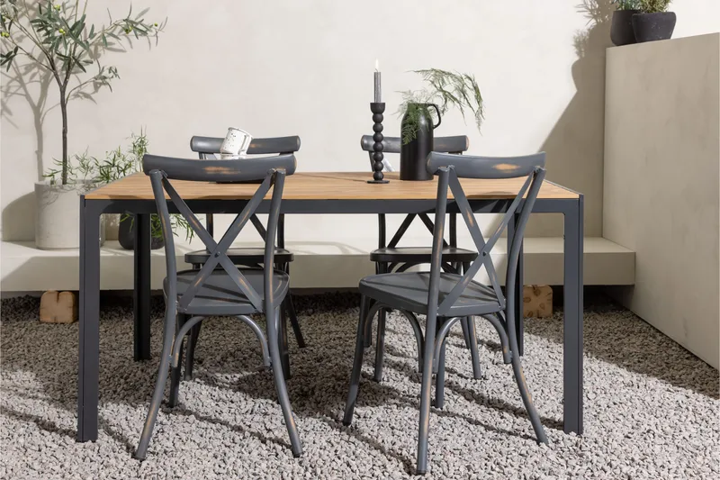 Break Matgrupp Utomhus 150 cm + 4 st Tablas Matstolar - Brun/Mörkgrå - Utemöbler - Utegrupp - Matgrupper utomhus