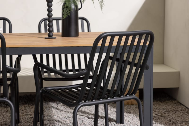 Break Matgrupp Utomhus 150 cm + 4 st Peking Karmstolar - Svart/Brun - Utemöbler - Utegrupp - Matgrupper utomhus