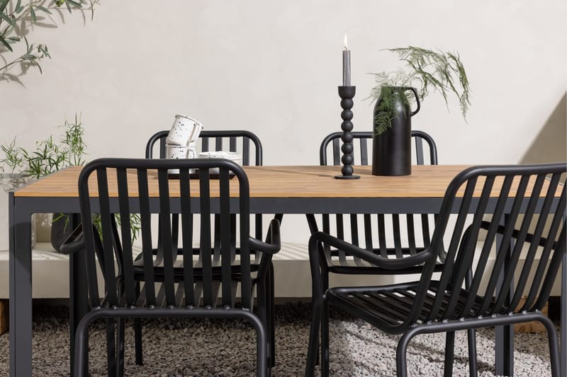 Break Matgrupp Utomhus 150 cm + 4 st Peking Karmstolar - Svart/Brun - Utemöbler - Utegrupp - Matgrupper utomhus