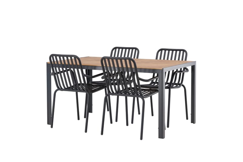 Break Matgrupp Utomhus 150 cm + 4 st Peking Karmstolar - Svart/Brun - Utemöbler - Utegrupp - Matgrupper utomhus