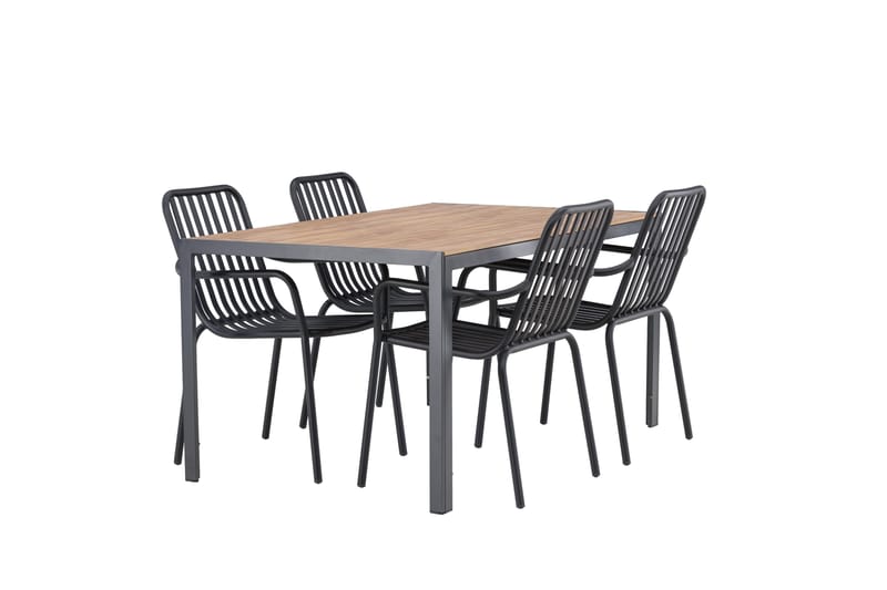 Break Matgrupp Utomhus 150 cm + 4 st Peking Karmstolar - Svart/Brun - Utemöbler - Utegrupp - Matgrupper utomhus