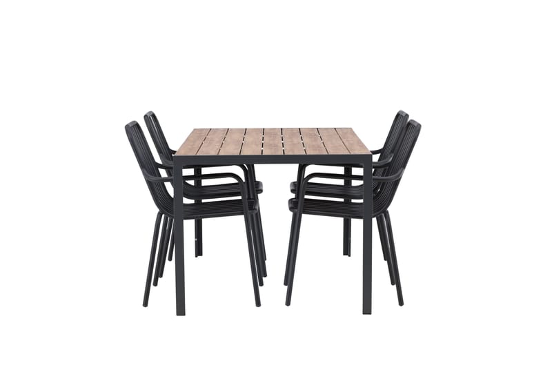 Break Matgrupp Utomhus 150 cm + 4 st Peking Karmstolar - Svart/Brun - Utemöbler - Utegrupp - Matgrupper utomhus