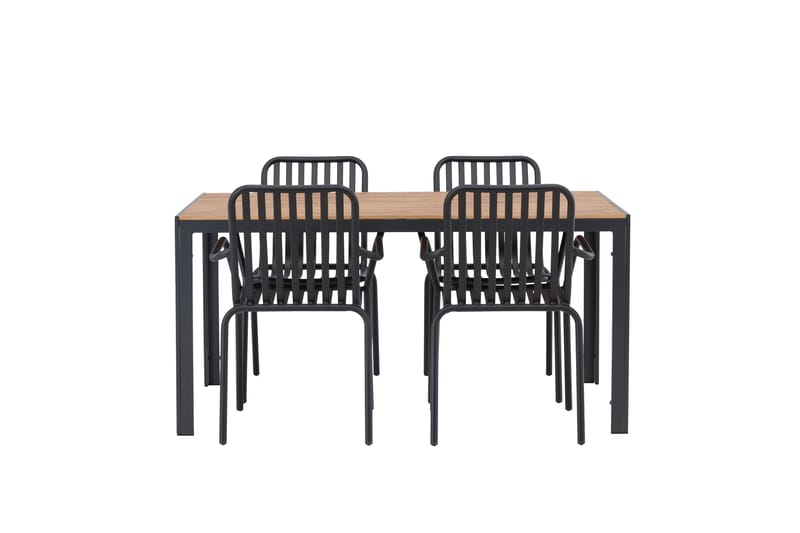 Break Matgrupp Utomhus 150 cm + 4 st Peking Karmstolar - Svart/Brun - Utemöbler - Utegrupp - Matgrupper utomhus