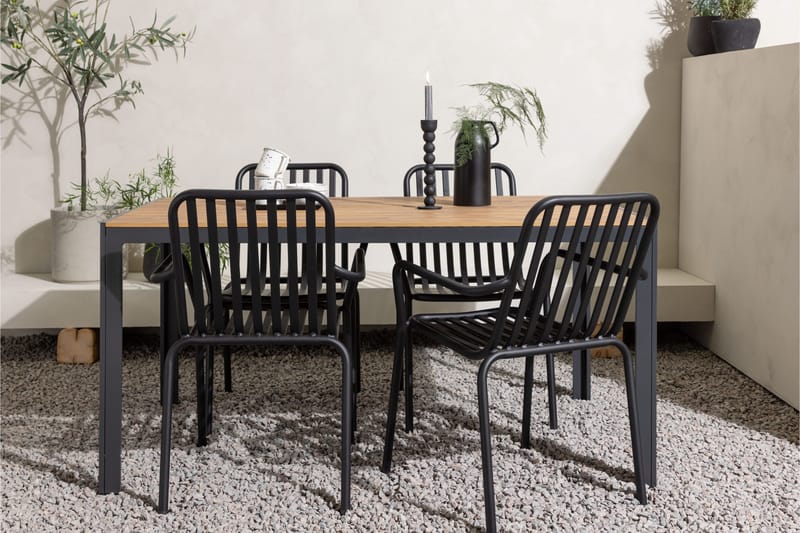 Break Matgrupp Utomhus 150 cm + 4 st Peking Karmstolar - Svart/Brun - Utemöbler - Utegrupp - Matgrupper utomhus