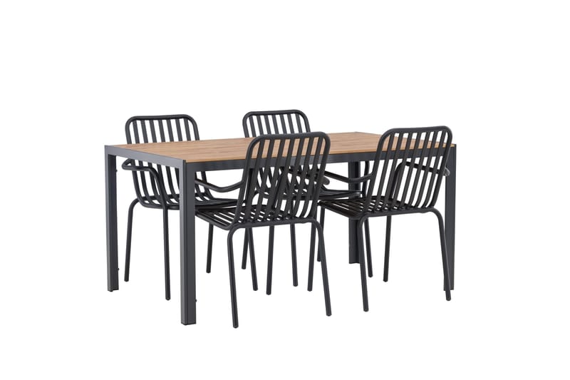 Break Matgrupp Utomhus 150 cm + 4 st Peking Karmstolar - Svart/Brun - Utemöbler - Utegrupp - Matgrupper utomhus