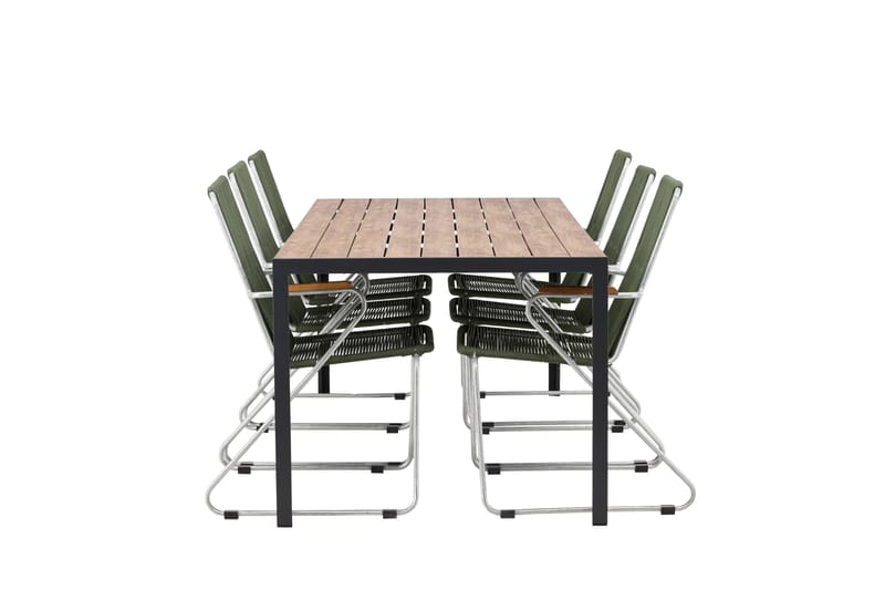 Break Matgrupp Utomhus 205 cm + 6 st Bois Karmstolar - Grön/Brun - Utemöbler - Utegrupp - Matgrupper utomhus