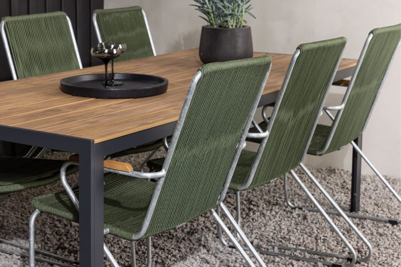 Break Matgrupp Utomhus 205 cm + 6 st Bois Karmstolar - Grön/Brun - Utemöbler - Utegrupp - Matgrupper utomhus