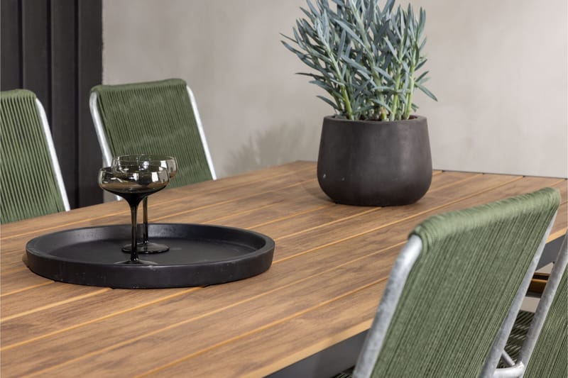 Break Matgrupp Utomhus 205 cm + 6 st Bois Karmstolar - Grön/Brun - Utemöbler - Utegrupp - Matgrupper utomhus