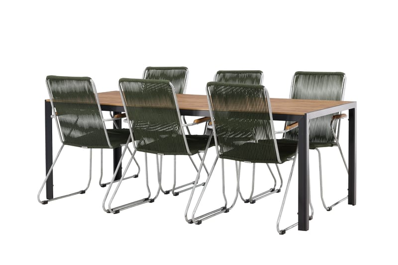 Break Matgrupp Utomhus 205 cm + 6 st Bois Karmstolar - Grön/Brun - Utemöbler - Utegrupp - Matgrupper utomhus