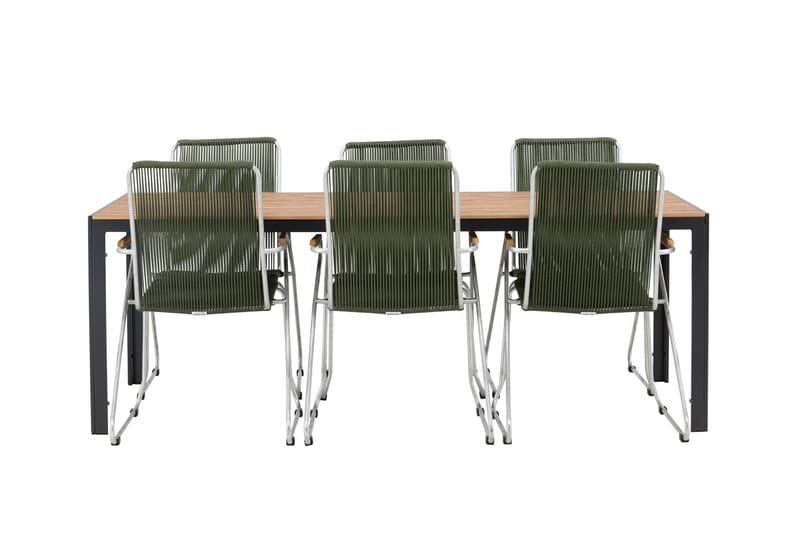 Break Matgrupp Utomhus 205 cm + 6 st Bois Karmstolar - Grön/Brun - Utemöbler - Utegrupp - Matgrupper utomhus