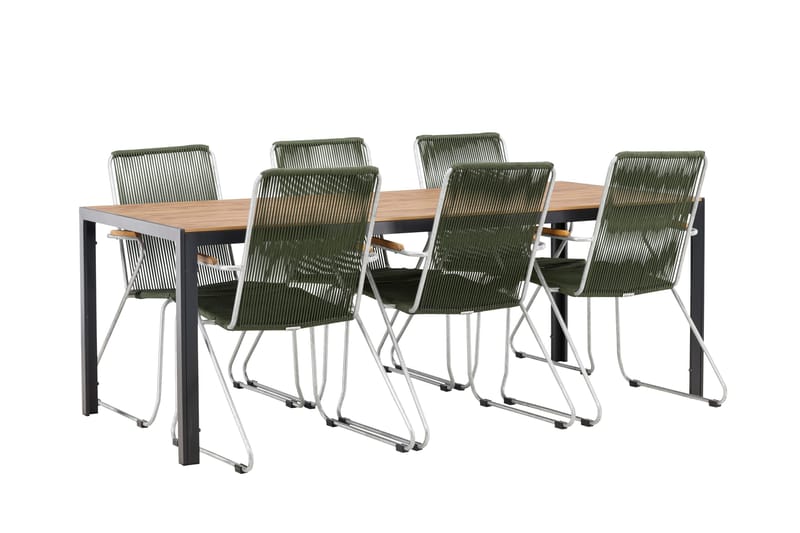 Break Matgrupp Utomhus 205 cm + 6 st Bois Karmstolar - Grön/Brun - Utemöbler - Utegrupp - Matgrupper utomhus