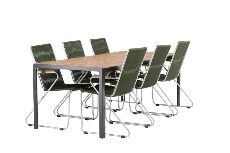 Break Matgrupp Utomhus 205 cm + 6 st Bois Karmstolar - Grön/Brun - Utemöbler - Utegrupp - Matgrupper utomhus