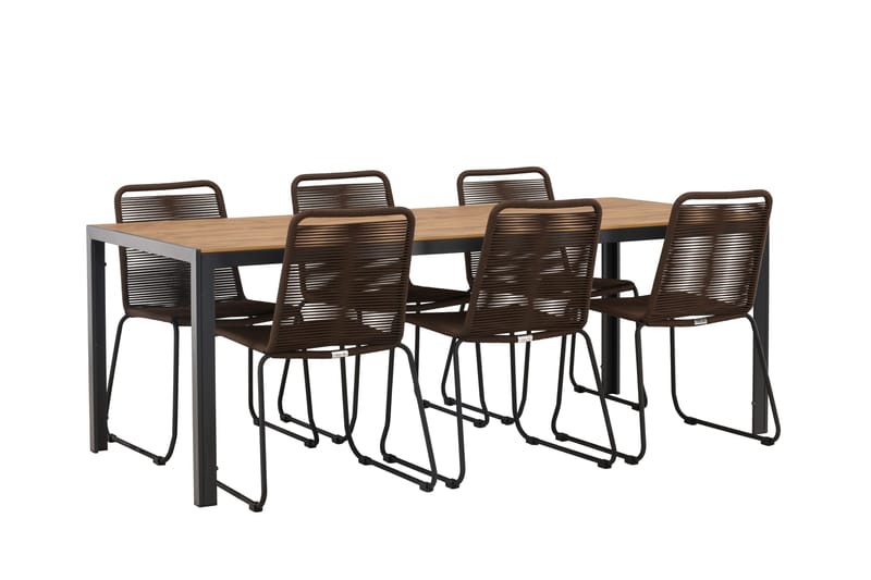 Break Matgrupp Utomhus 205 cm + 6 st Lindos Matstolar - Brun - Utemöbler - Utegrupp - Matgrupper utomhus