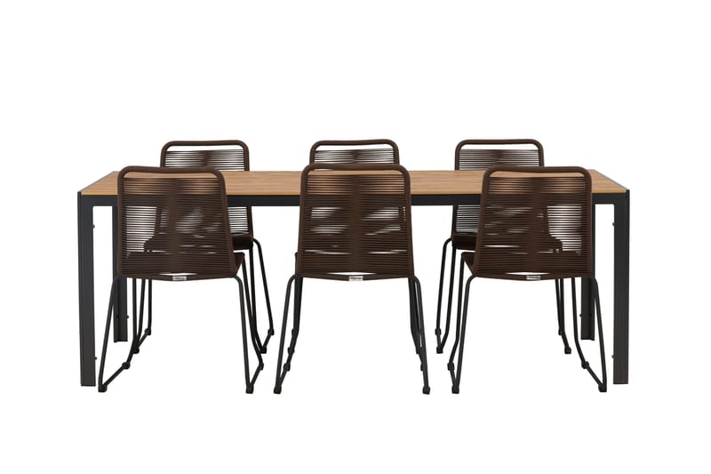Break Matgrupp Utomhus 205 cm + 6 st Lindos Matstolar - Brun - Utemöbler - Utegrupp - Matgrupper utomhus