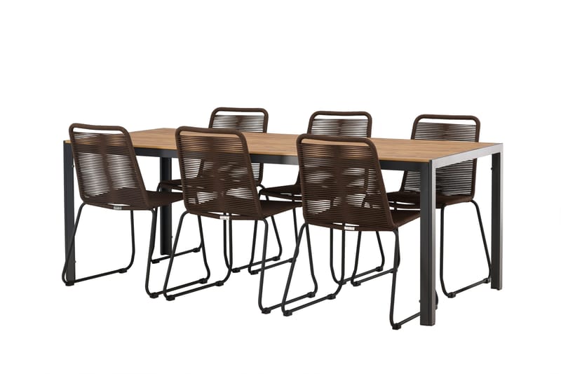 Break Matgrupp Utomhus 205 cm + 6 st Lindos Matstolar - Brun - Utemöbler - Utegrupp - Matgrupper utomhus