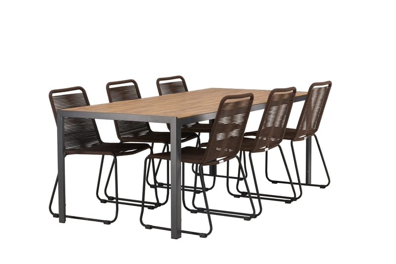 Break Matgrupp Utomhus 205 cm + 6 st Lindos Matstolar - Brun - Utemöbler - Utegrupp - Matgrupper utomhus