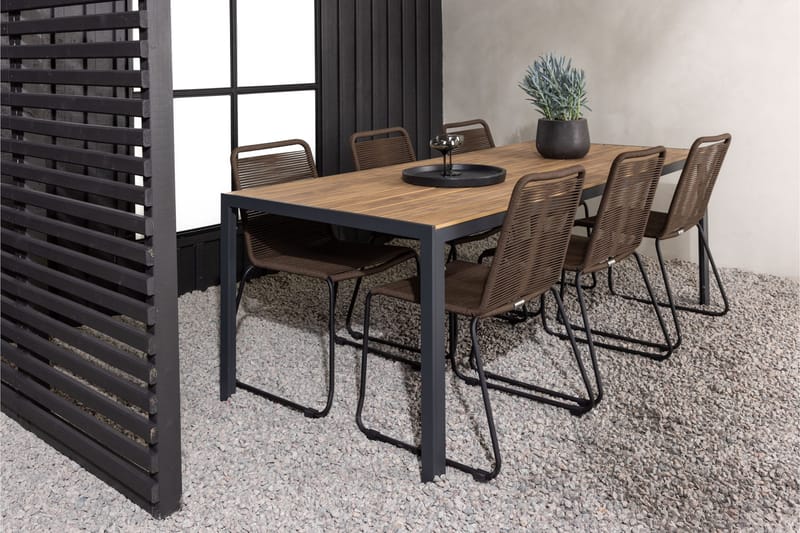 Break Matgrupp Utomhus 205 cm + 6 st Lindos Matstolar - Brun - Utemöbler - Utegrupp - Matgrupper utomhus