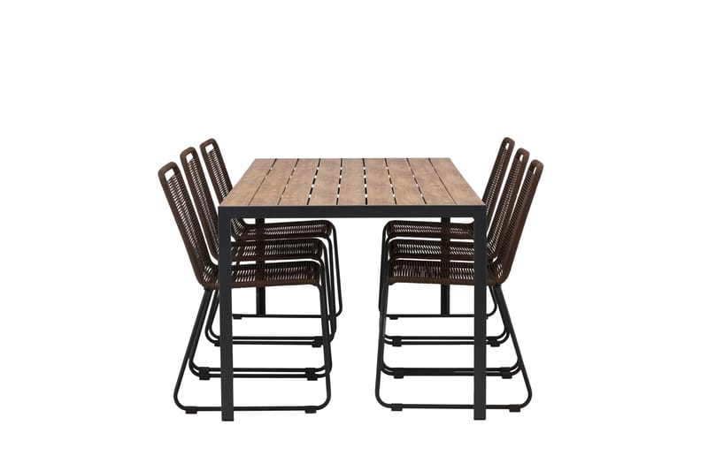 Break Matgrupp Utomhus 205 cm + 6 st Lindos Matstolar - Brun - Utemöbler - Utegrupp - Matgrupper utomhus