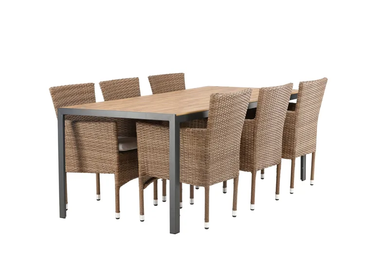 Break Matgrupp Utomhus 205 cm + 6 st Malina Karmstolar - Brun - Utemöbler - Utegrupp - Matgrupper utomhus