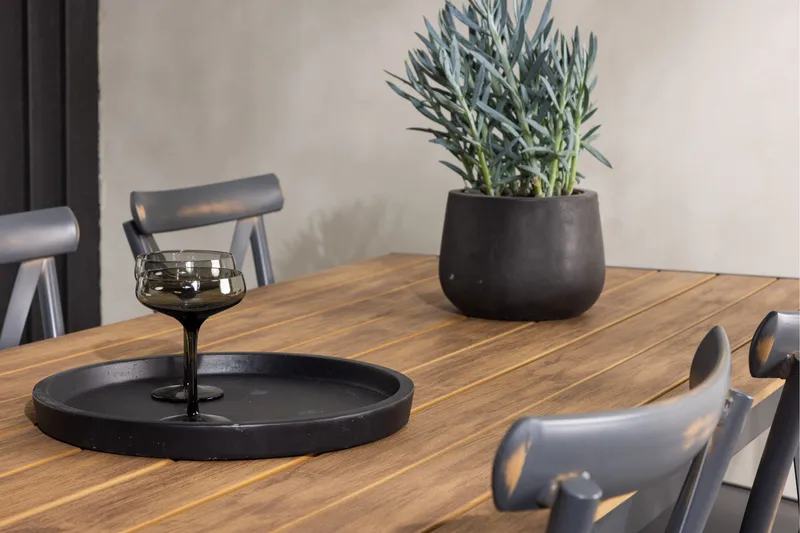 Break Matgrupp Utomhus 205 cm + 6 st Tablas Matstolar - Brun/Mörkgrå - Utemöbler - Utegrupp - Matgrupper utomhus