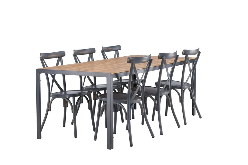 Break Matgrupp Utomhus 205 cm + 6 st Tablas Matstolar - Brun/Mörkgrå - Utemöbler - Utegrupp - Matgrupper utomhus