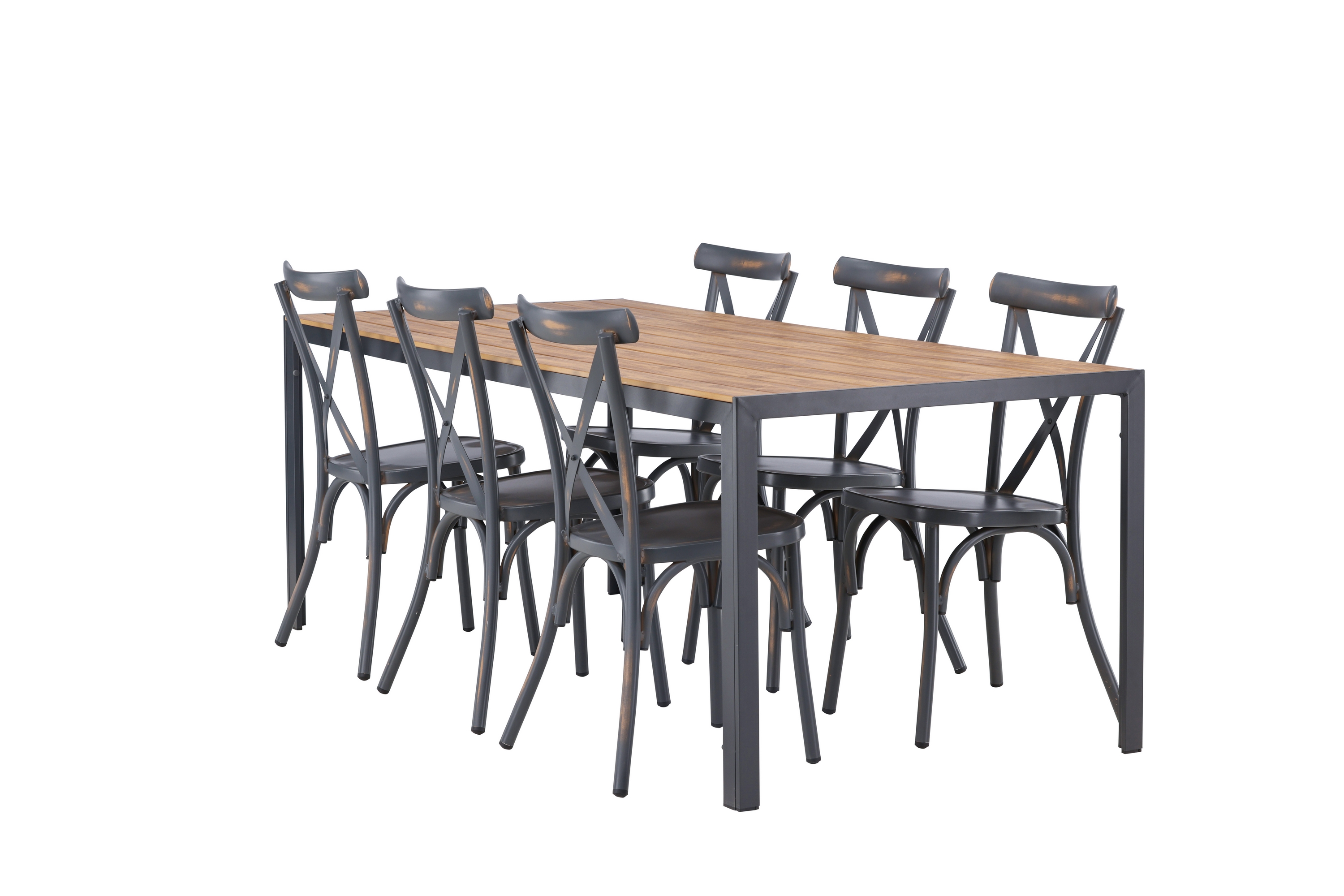 break matgrupp utomhus 205 cm + 6 st tablas matstolar - brun/mörkgrå