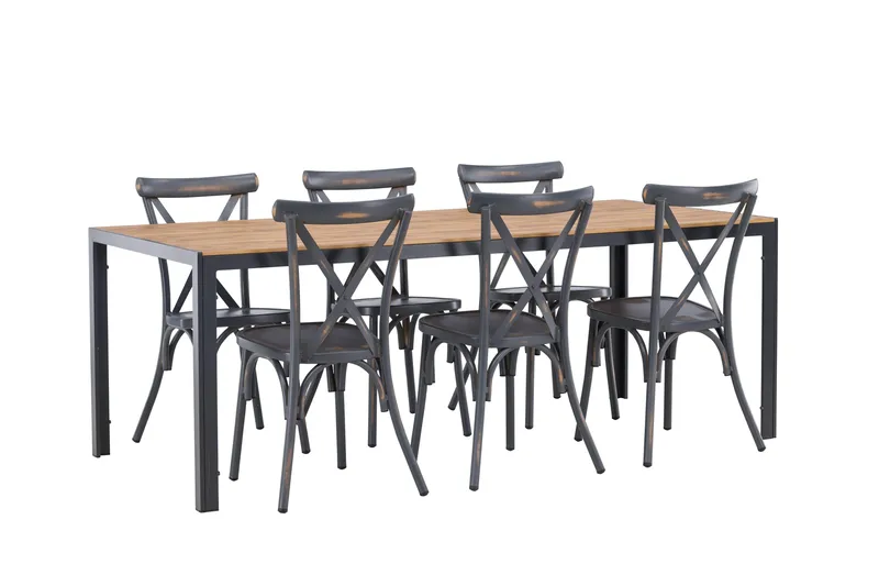 Break Matgrupp Utomhus 205 cm + 6 st Tablas Matstolar - Brun/Mörkgrå - Utemöbler - Utegrupp - Matgrupper utomhus