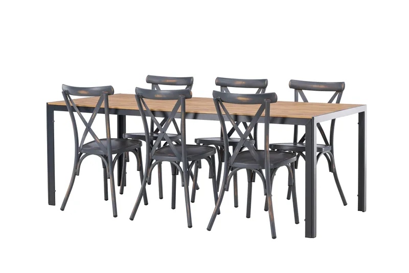 Break Matgrupp Utomhus 205 cm + 6 st Tablas Matstolar - Brun/Mörkgrå - Utemöbler - Utegrupp - Matgrupper utomhus