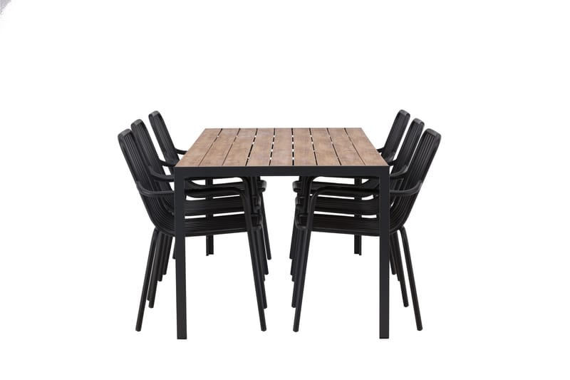 Break Matgrupp Utomhus 205 cm + 6 st Peking Karmstolar - Svart/Brun - Utemöbler - Utegrupp - Matgrupper utomhus