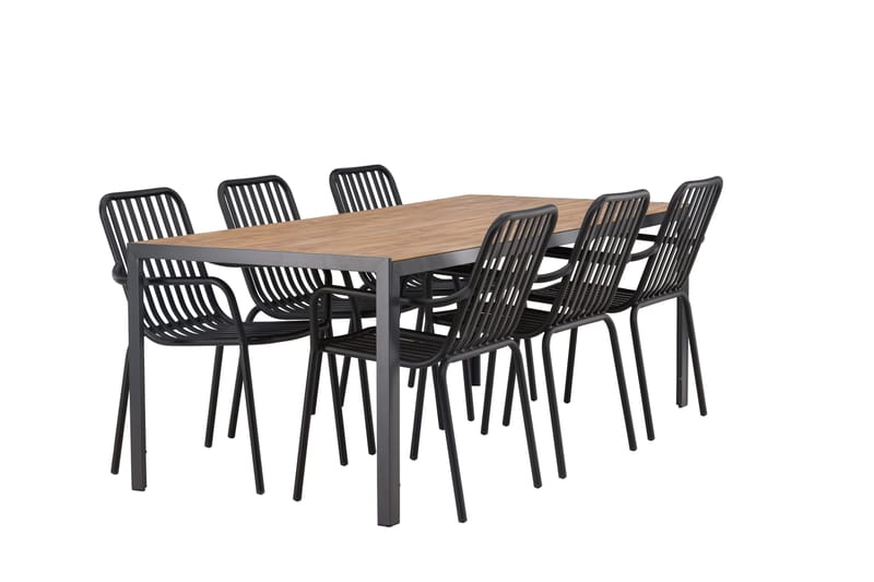 Break Matgrupp Utomhus 205 cm + 6 st Peking Karmstolar - Svart/Brun - Utemöbler - Utegrupp - Matgrupper utomhus