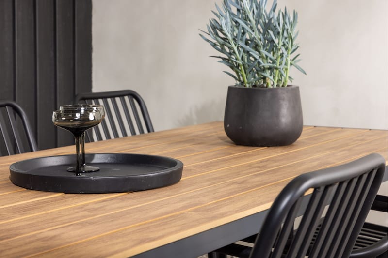 Break Matgrupp Utomhus 205 cm + 6 st Peking Karmstolar - Svart/Brun - Utemöbler - Utegrupp - Matgrupper utomhus