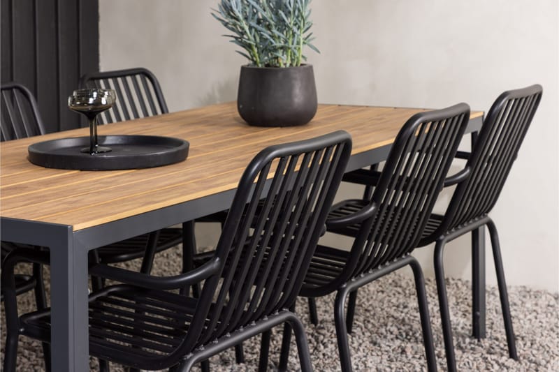 Break Matgrupp Utomhus 205 cm + 6 st Peking Karmstolar - Svart/Brun - Utemöbler - Utegrupp - Matgrupper utomhus