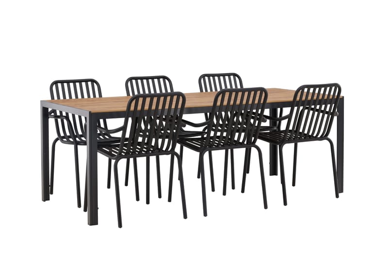 Break Matgrupp Utomhus 205 cm + 6 st Peking Karmstolar - Svart/Brun - Utemöbler - Utegrupp - Matgrupper utomhus