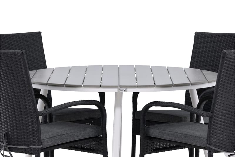 Break Matgrupp Utomhus Rund 120 cm + 4 Anna Matstol - Svart/Grå - Utemöbler - Utegrupp - Matgrupper utomhus