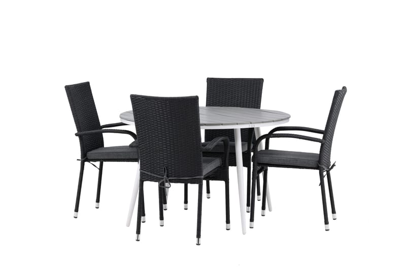 Break Matgrupp Utomhus Rund 120 cm + 4 Anna Matstol - Svart/Grå - Utemöbler - Utegrupp - Matgrupper utomhus