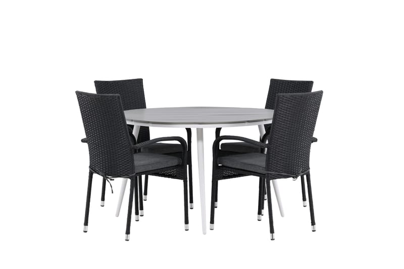Break Matgrupp Utomhus Rund 120 cm + 4 Anna Matstol - Svart/Grå - Utemöbler - Utegrupp - Matgrupper utomhus