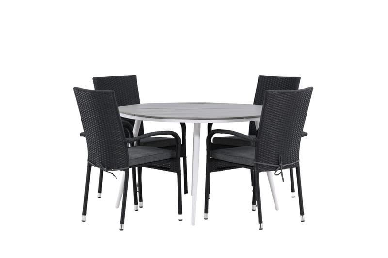 Break Matgrupp Utomhus Rund 120 cm + 4 Anna Matstol - Svart/Grå - Utemöbler - Utegrupp - Matgrupper utomhus