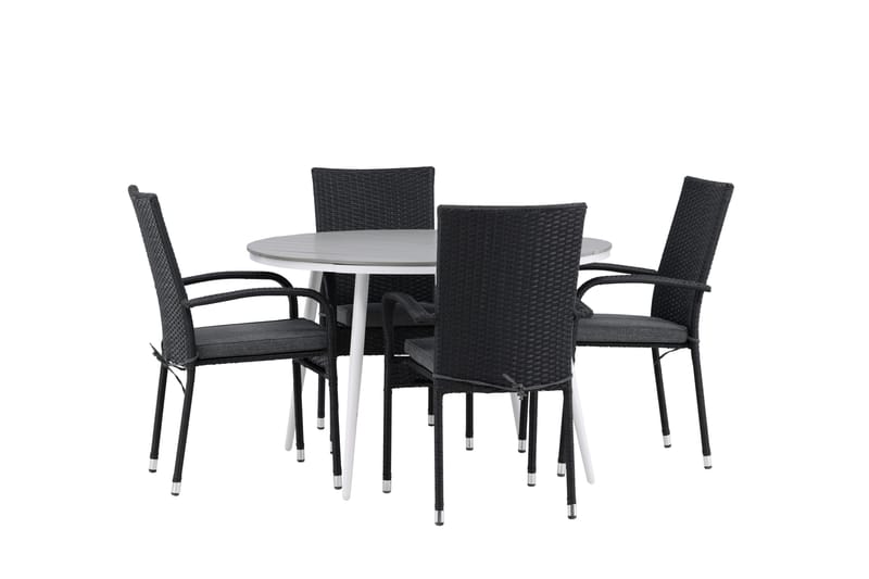 Break Matgrupp Utomhus Rund 120 cm + 4 Anna Matstol - Svart/Grå - Utemöbler - Utegrupp - Matgrupper utomhus