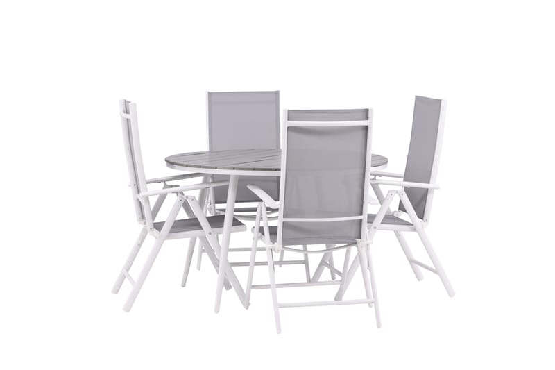 Break Matgrupp Utomhus Rund 120 cm + 4 Break Positionsstol - Vit/Grå - Utemöbler - Utegrupp - Matgrupper utomhus