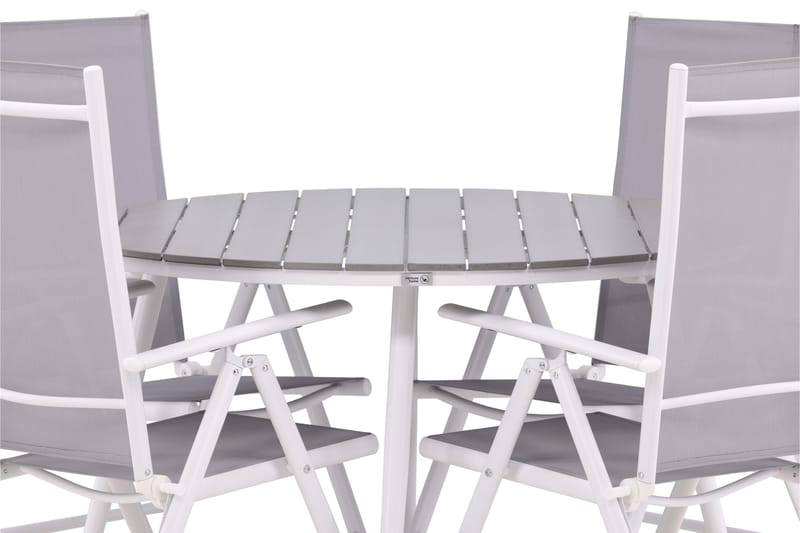 Break Matgrupp Utomhus Rund 120 cm + 4 Break Positionsstol - Vit/Grå - Utemöbler - Utegrupp - Matgrupper utomhus