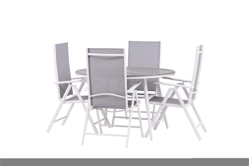 Break Matgrupp Utomhus Rund 120 cm + 4 Break Positionsstol - Vit/Grå - Utemöbler - Utegrupp - Matgrupper utomhus