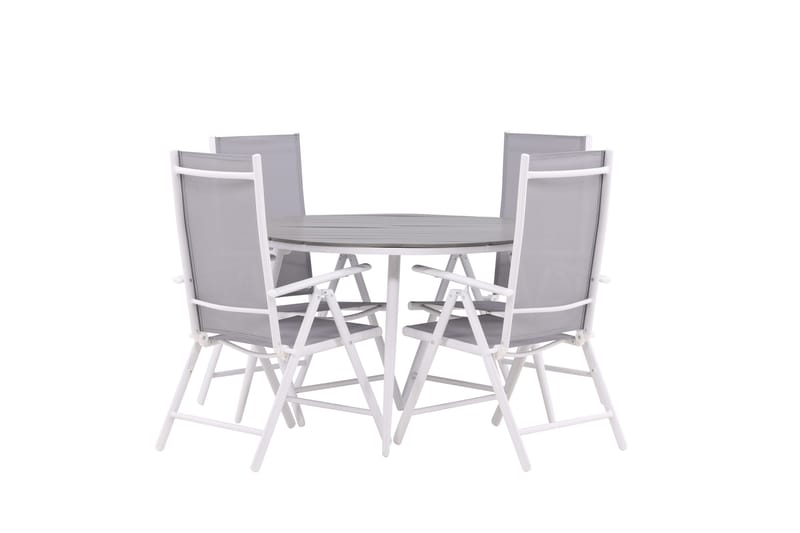 Break Matgrupp Utomhus Rund 120 cm + 4 Break Positionsstol - Vit/Grå - Utemöbler - Utegrupp - Matgrupper utomhus